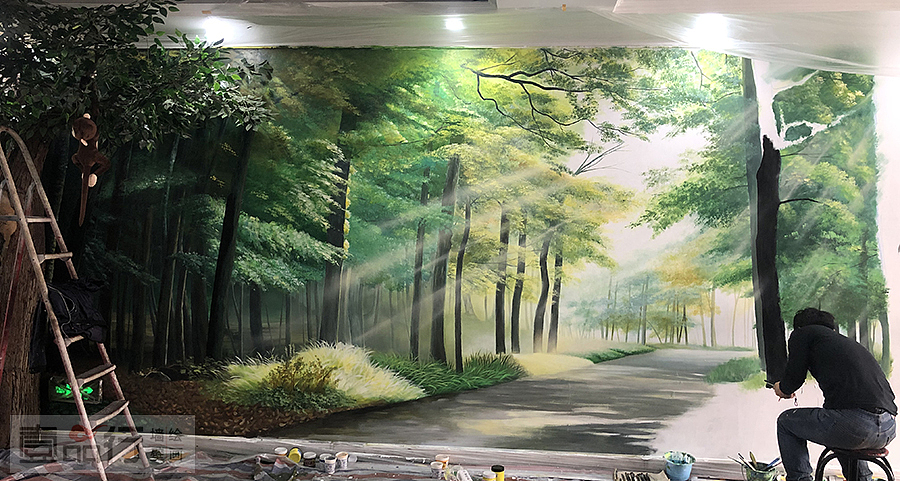 森林中的光与影|森林墙体彩绘|幼儿园森林彩绘（图ZMTUzMjU1MDEy） - 商业插画 - 站酷设计师壹品行墙绘壁画原创素材 - 站酷ZCOOL