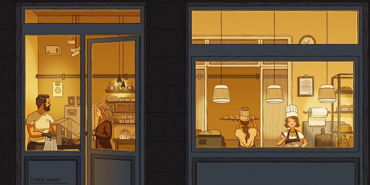 西班牙小巷子里的面包店,小小的店在冬天里那么暖。