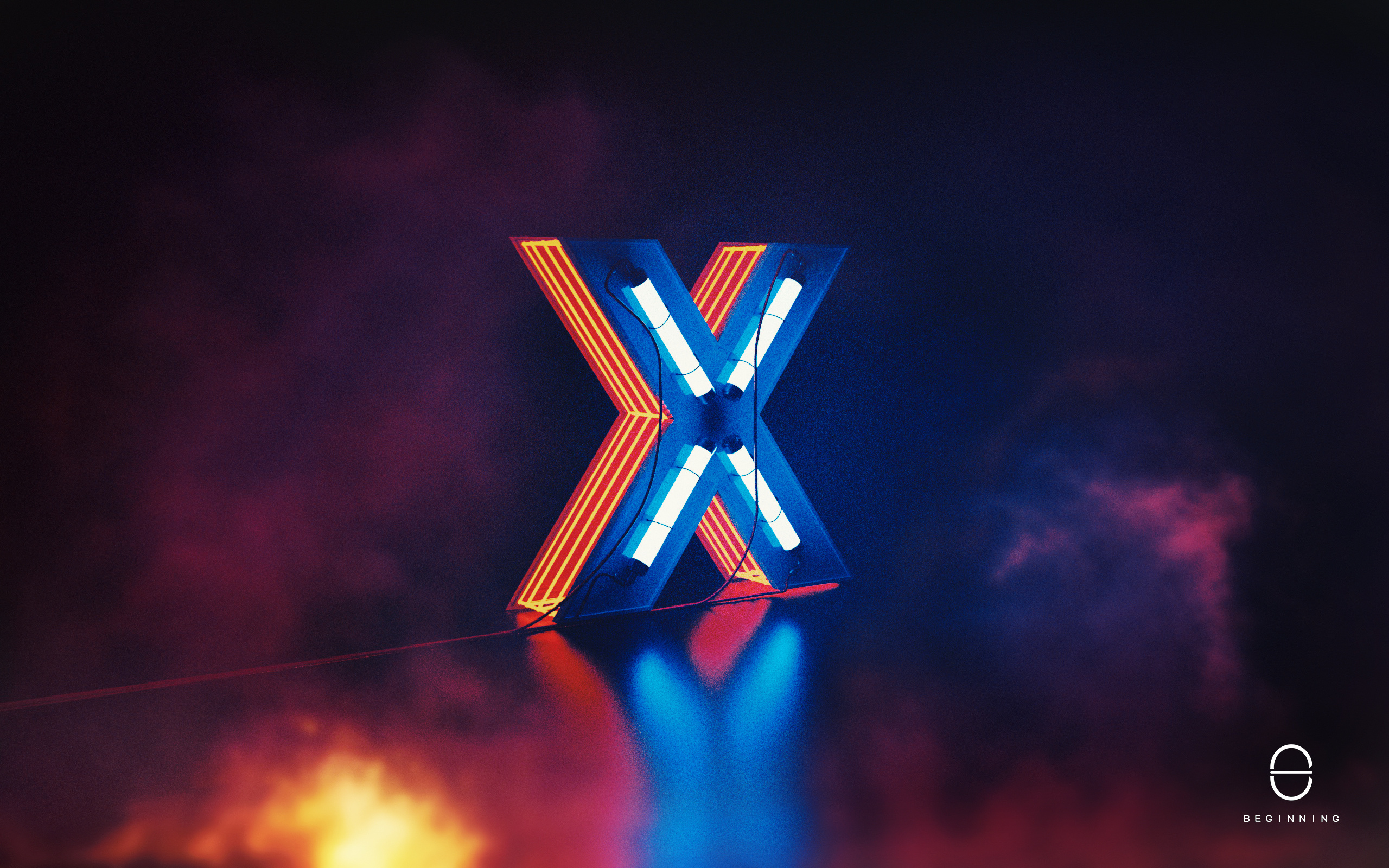 【起初视觉】c4d霓虹灯x烟雾赛博朋克场景|三维|场景|起初视觉 - 原创