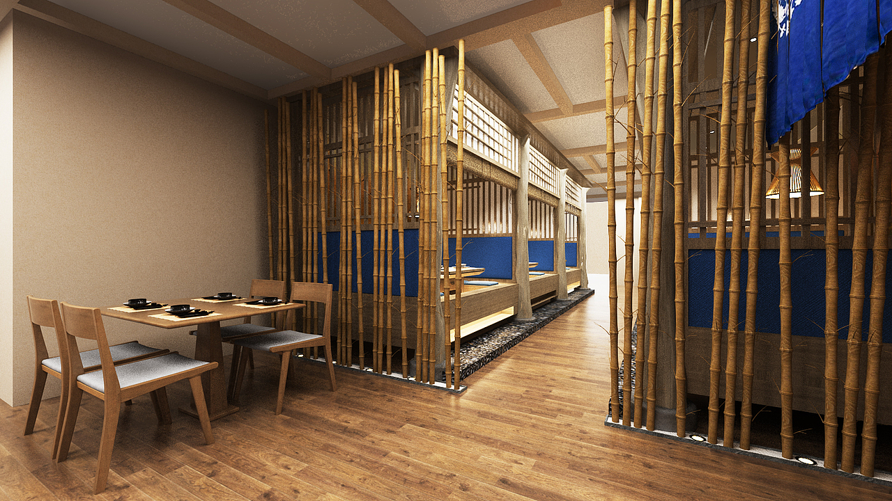 日式风格樱花装饰札幌日料店设计