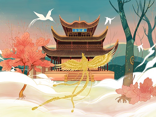 岳阳楼插画-商业插画642041年前访客咪姆mimo3天前loritsao3天前面纱