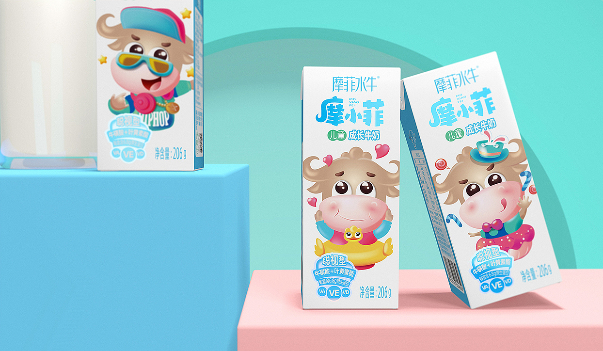 奥格光年/原创案例/《摩小菲儿童牛奶IP&包装》
