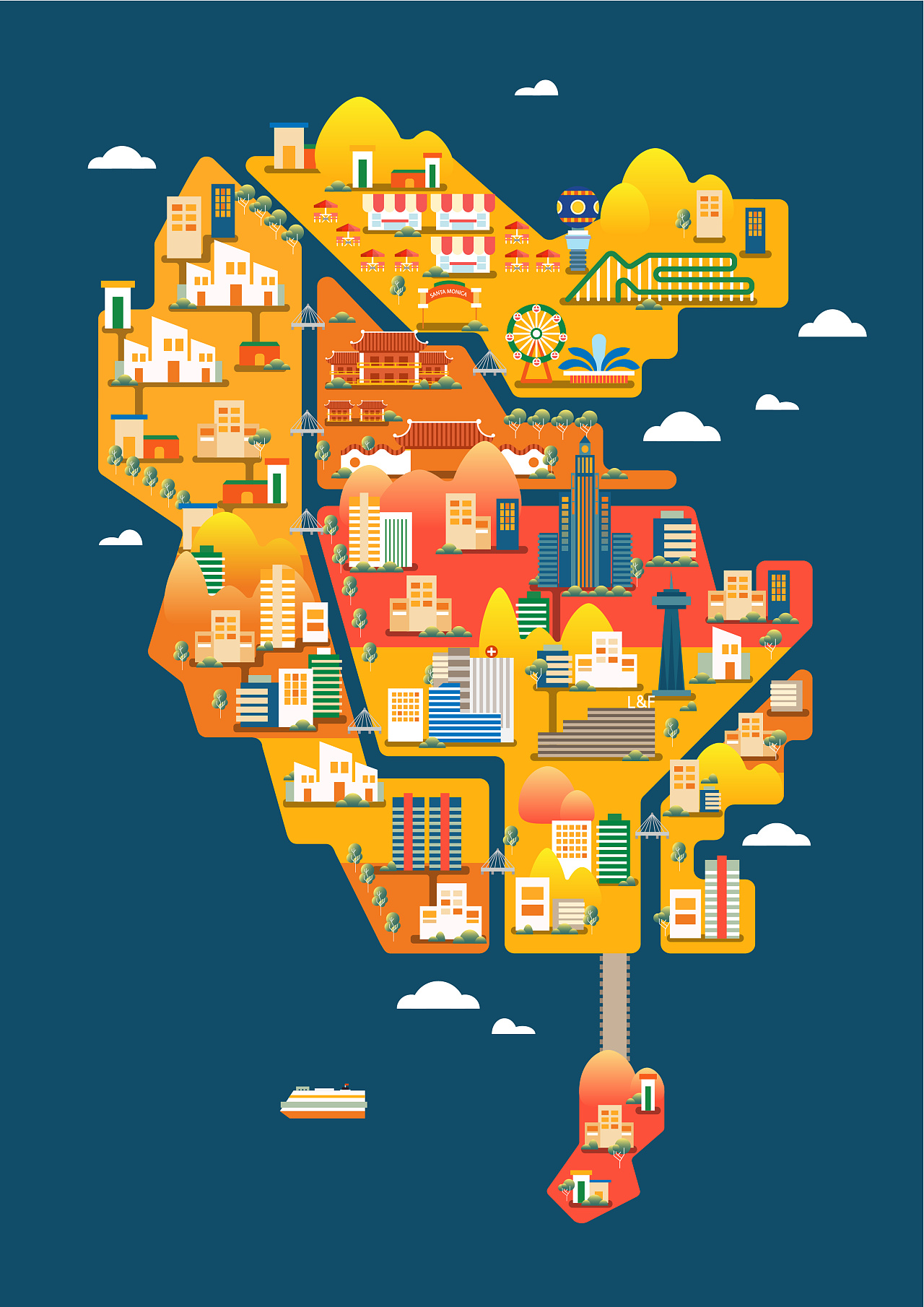 跟着奶哥教程做的ai扁平插画