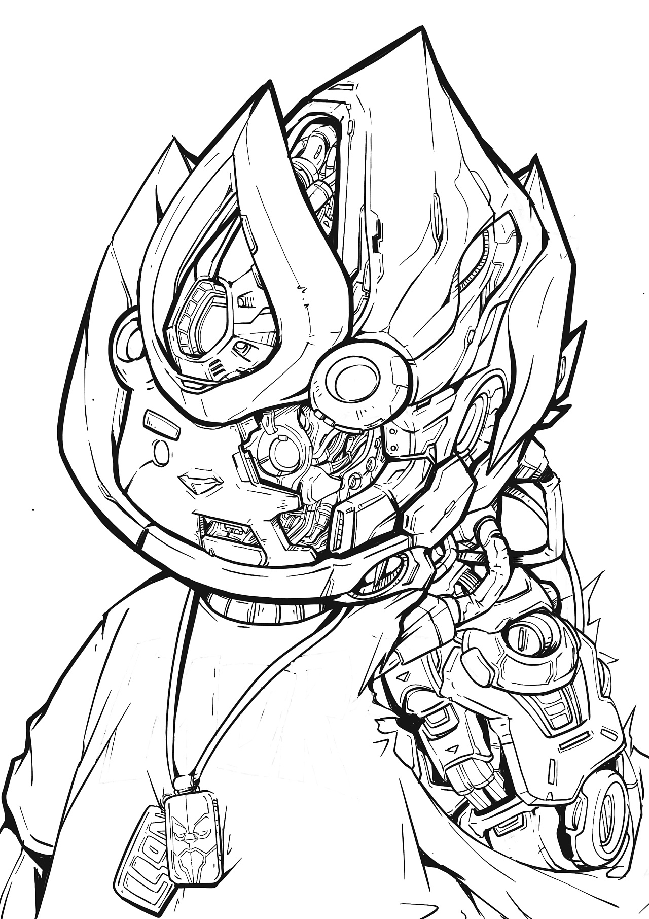 喜欢金属外骨骼,机甲,赛博朋克那样人与机械的结合,这一系列的画源于