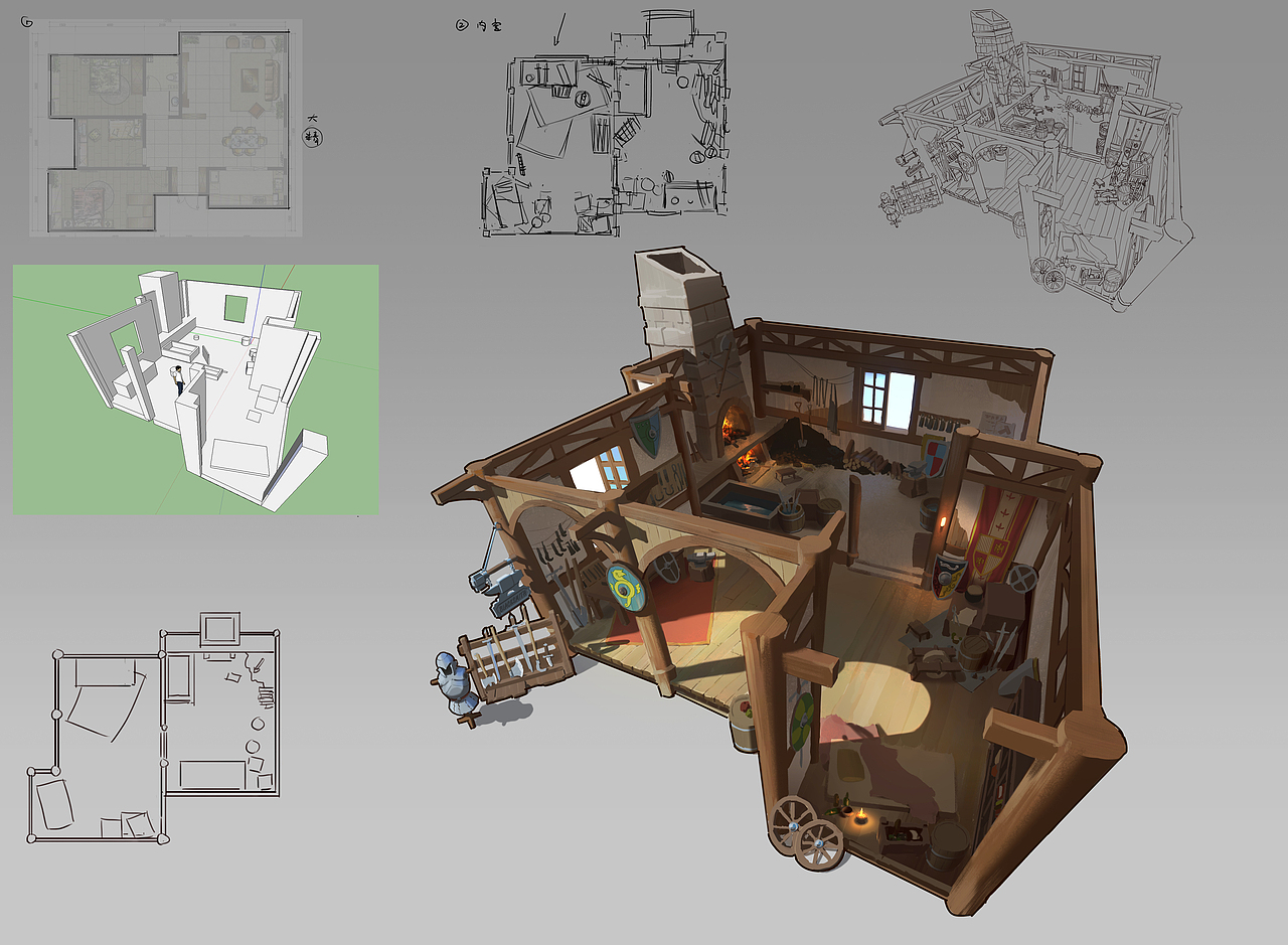 洛克猴游戏室内剖面解析图——《铁匠铺》