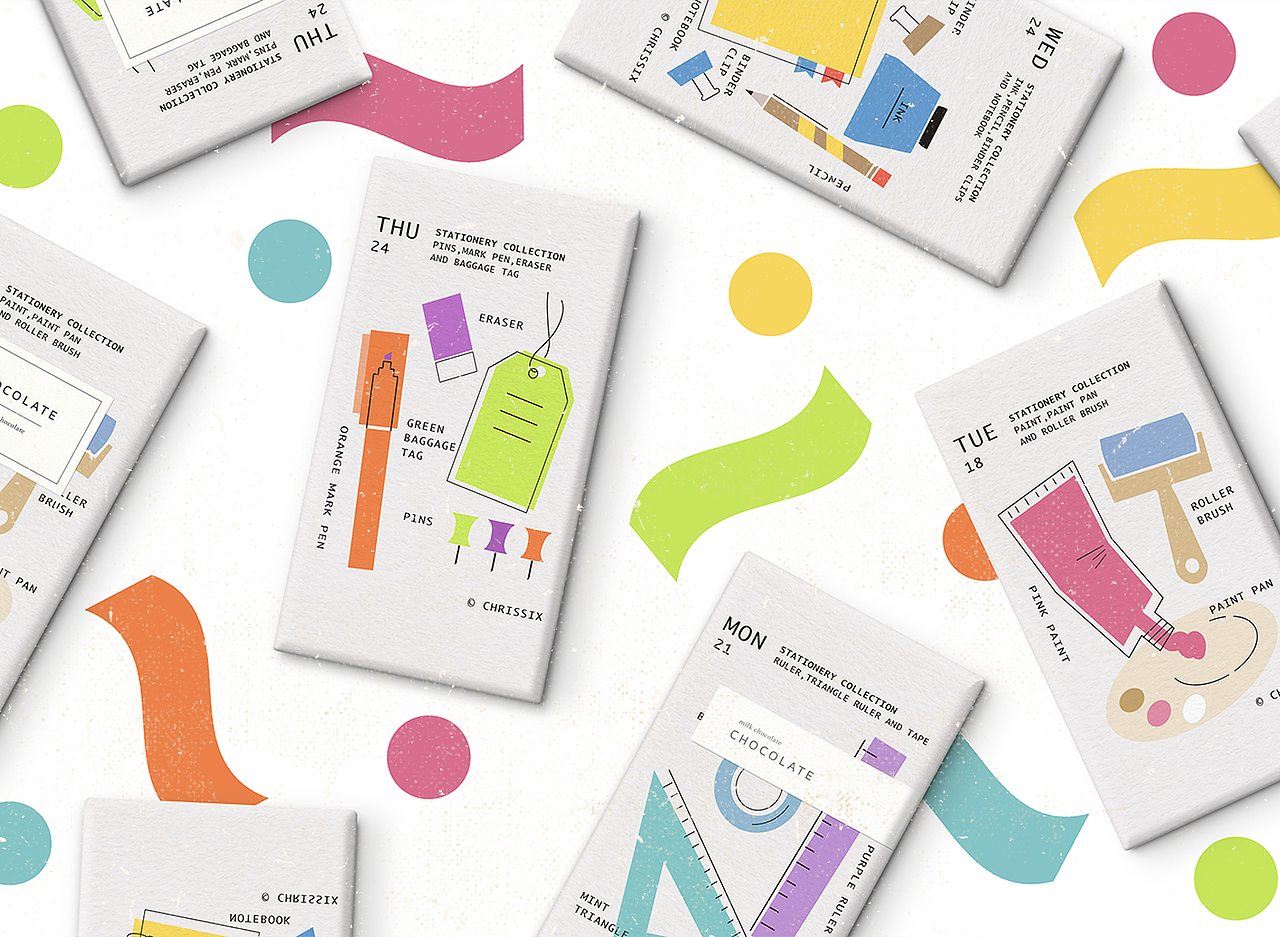 扁平风线条色块文具包装（图ZMjI2NDg2NTc2） - 包装 - 站酷设计师chrissix原创素材 - 站酷ZCOOL