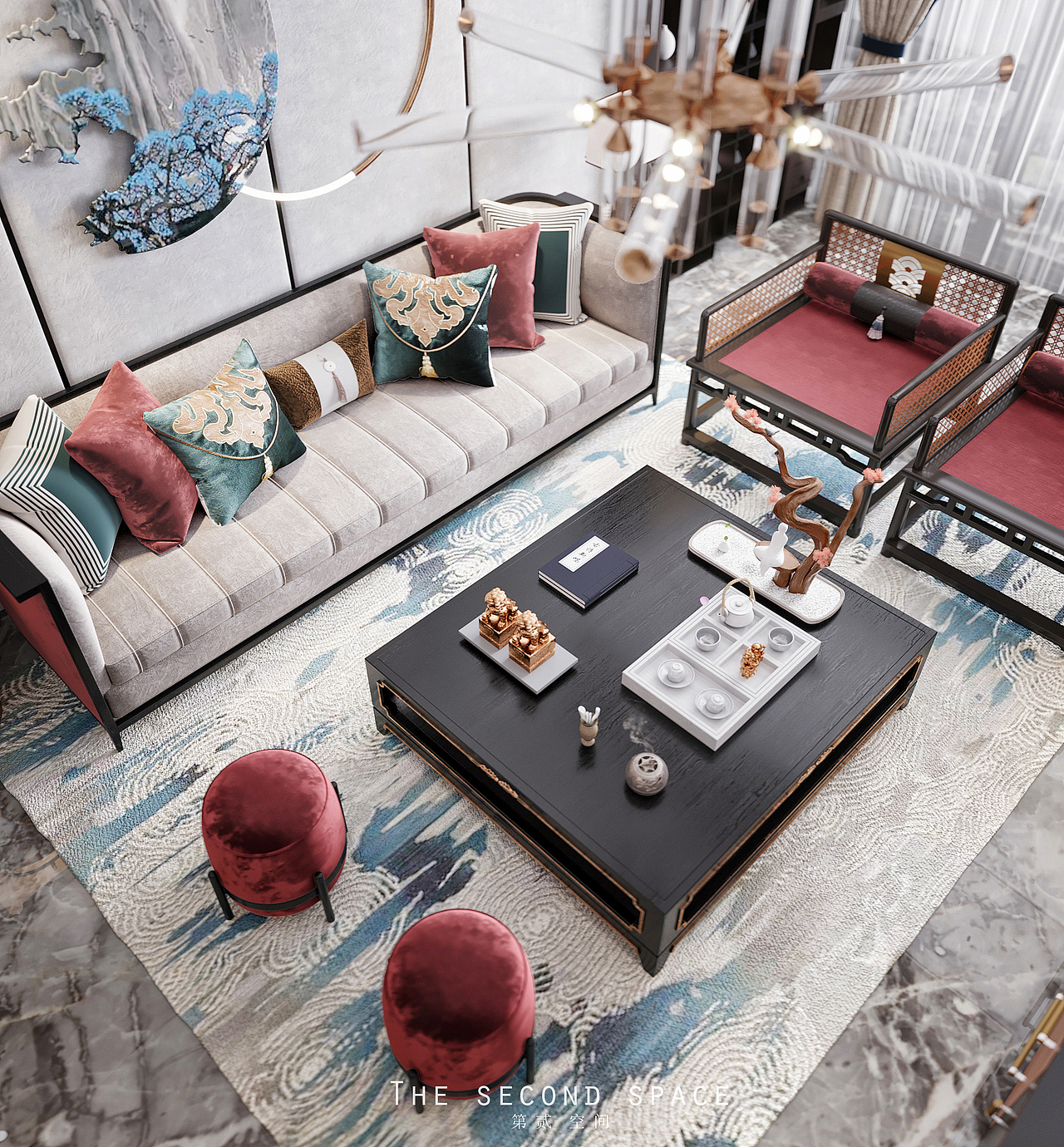 雅韵-新中式客厅（图ZMjA4MjQ2Mzg0） - 家装设计 - 站酷设计师JM_vision匠模原创素材 - 站酷ZCOOL