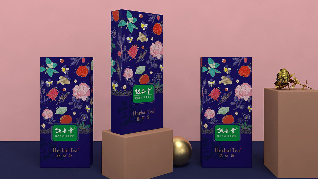晨狮原创设计 丨 同仁堂旗下诚安堂花草茶包装设计（图ZMTY5NDcxOTY4） - 包装 - 站酷设计师晨狮设计原创素材 - 站酷ZCOOL