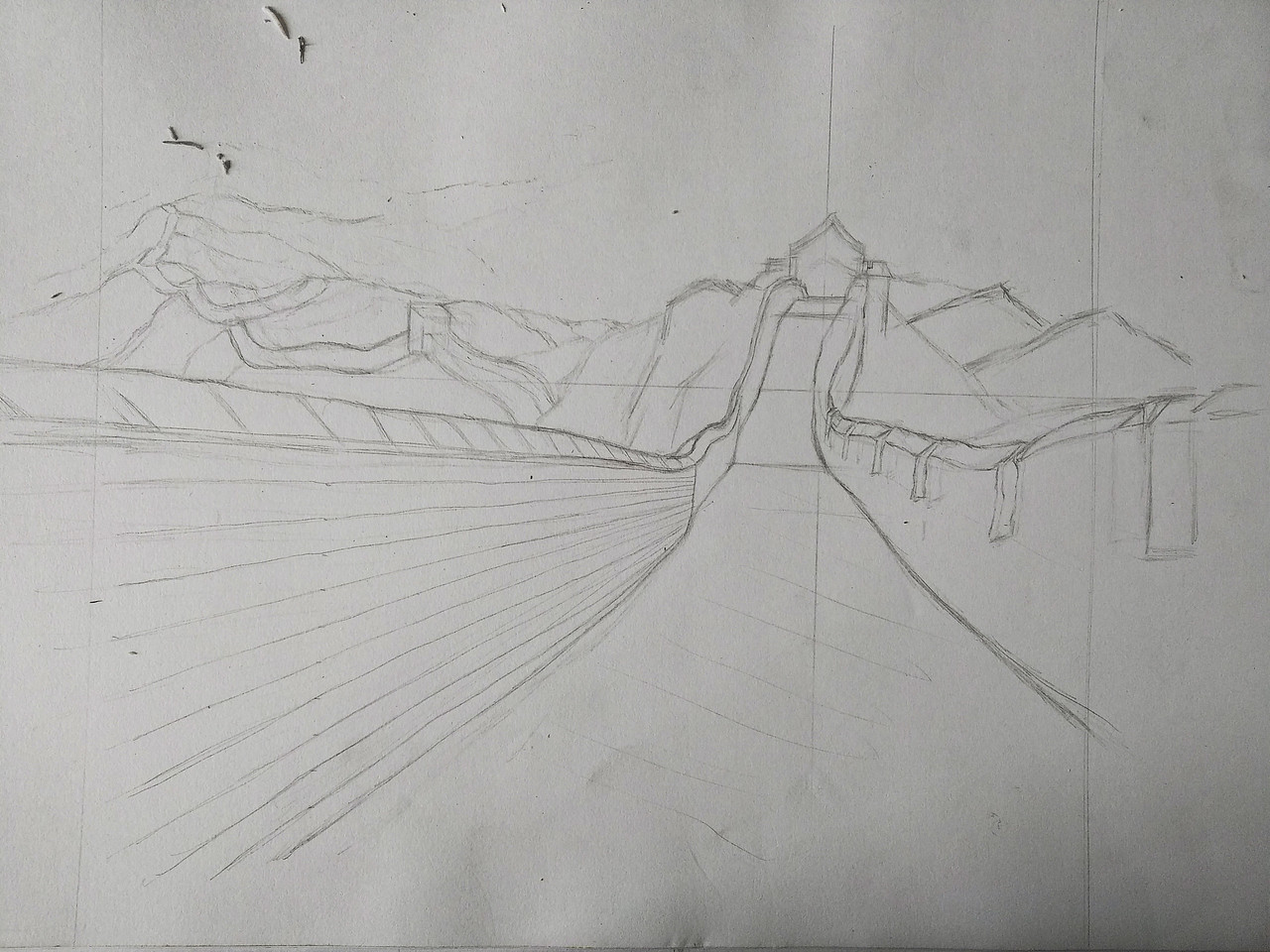 素描《长城》_零零后画痴-站酷zcool