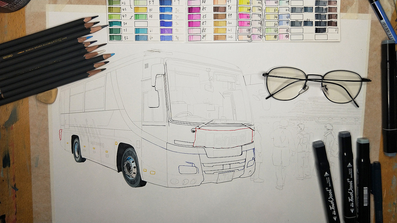 中国同胞《走,咱们回家!》马克笔手绘记录历史感人瞬间