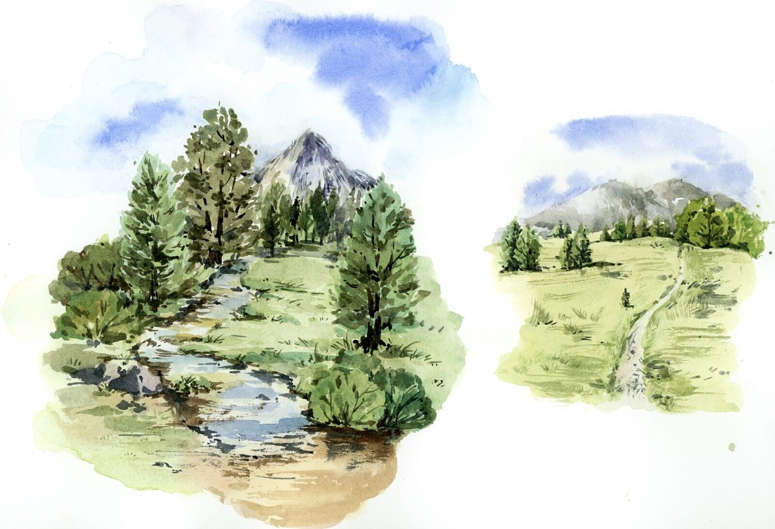 绿色小清新水彩插画（图ZMTk3NTAzNjI4） - 商业插画 - 站酷设计师树上没有_猫原创素材 - 站酷ZCOOL