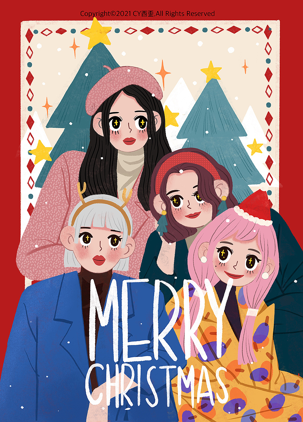 圣诞节/收集星星/复古女孩（图ZMjc4MzE4MjUy） - 创作习作 - 站酷设计师Cy西歪cy原创素材 - 站酷ZCOOL