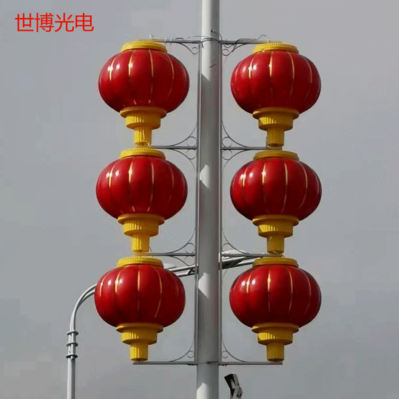 地区产业特色路灯杆装饰-春节路灯杆灯笼中国结
