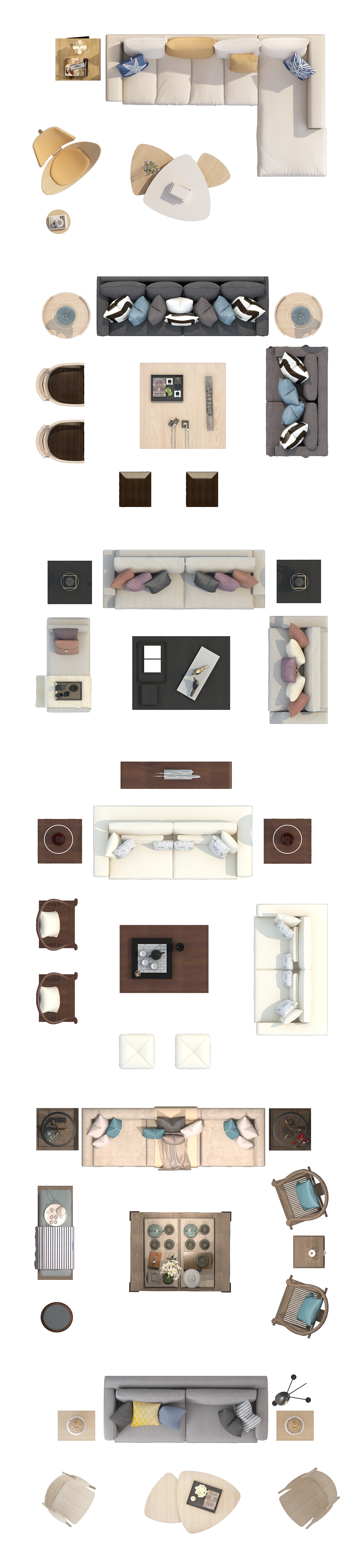 彩平沙发组合顶视图