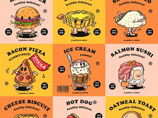 原创美式插画‖食物总动员