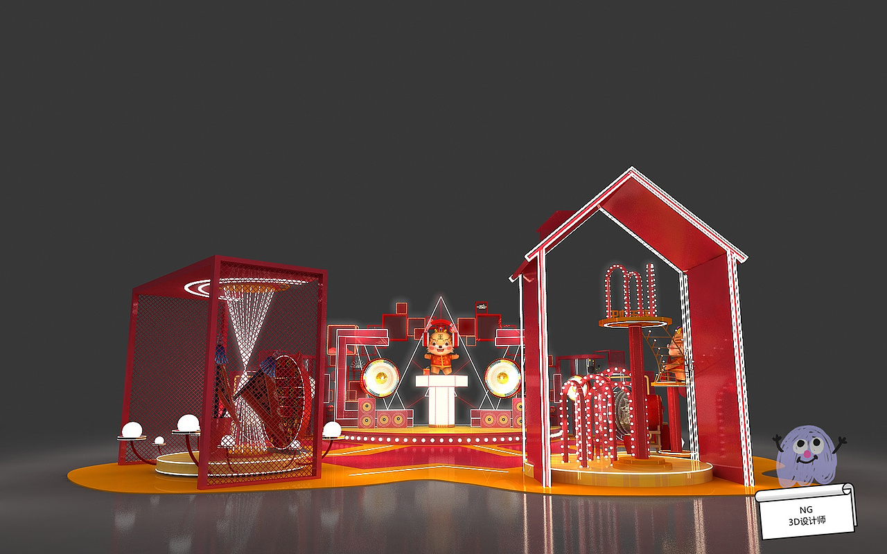 虎年快闪主题活动3D效果图设计（图ZMjkxMDgyMzUy） - 场景 - 站酷设计师3D设计师NG男原创素材 - 站酷ZCOOL