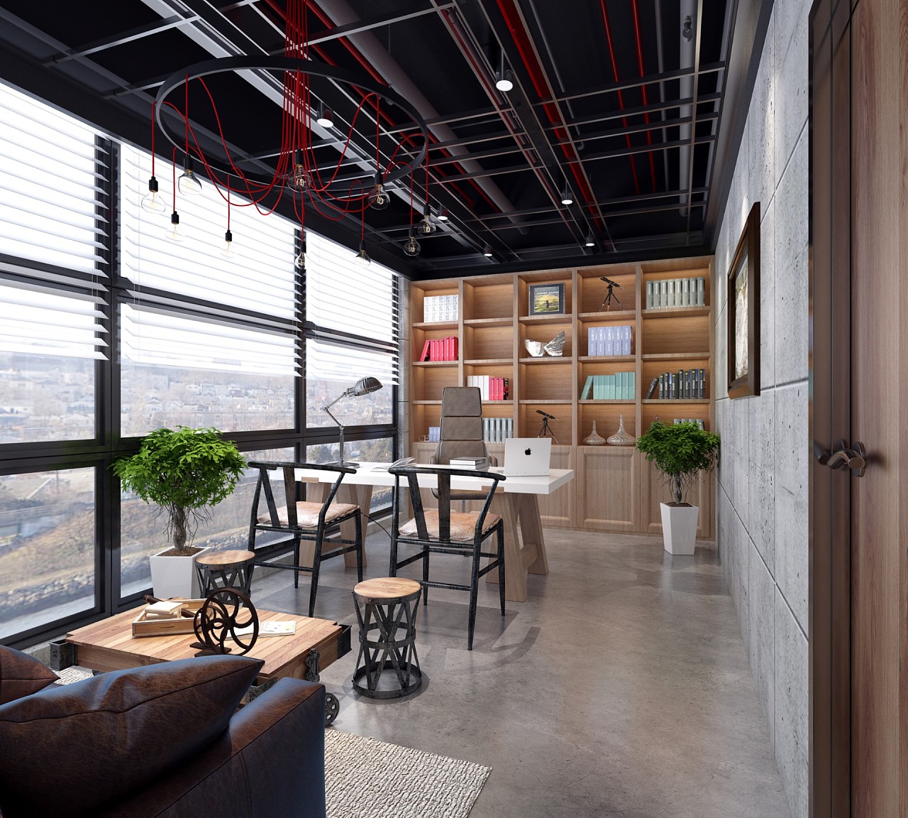 复古工装中式餐厅|空间|室内设计|效果图小静 - 原创作品 - 站酷 (ZCOOL)