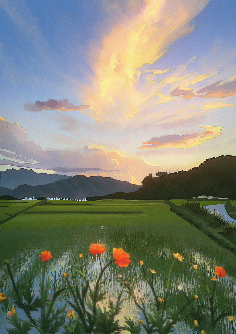 落入人间的夕阳（图ZMzY4NDg3OTEy） - 艺术插画 - 站酷设计师归零零零0原创素材 - 站酷ZCOOL