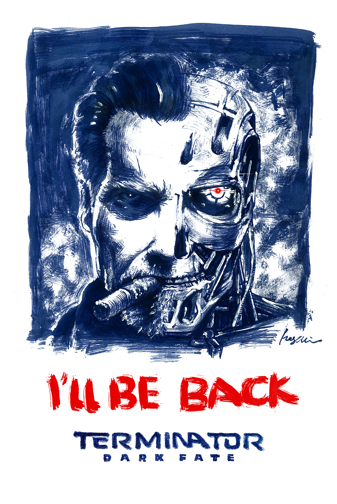 hes coming back,手绘《终结者》海报|插画|商业插画|hangerliu_原创