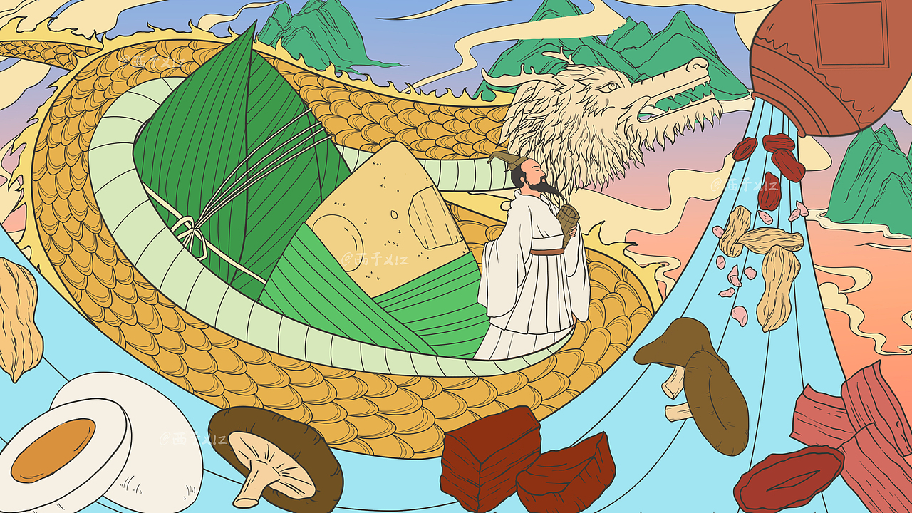 新国风|端午节海报插画（图ZMjUzNzY4MDQ4） - 创作习作 - 站酷设计师西子XiZ原创素材 - 站酷ZCOOL