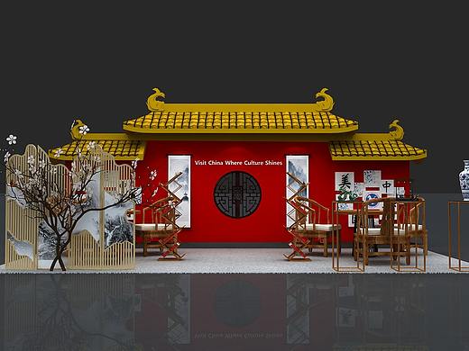 旅游展  古风  3d设计效果图