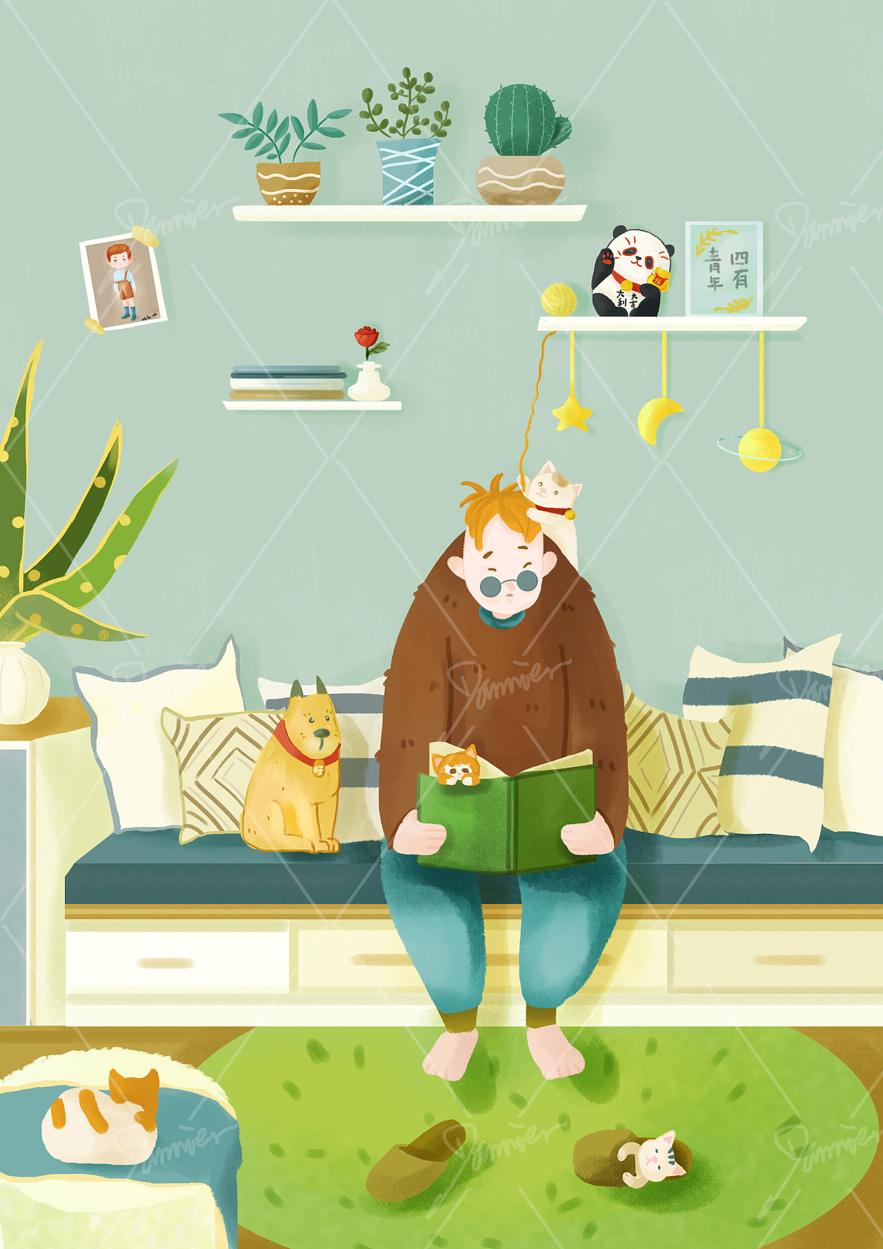 四有青年猫先生的独居生活日常1|插画|绘本|行者dannier - 原创作品