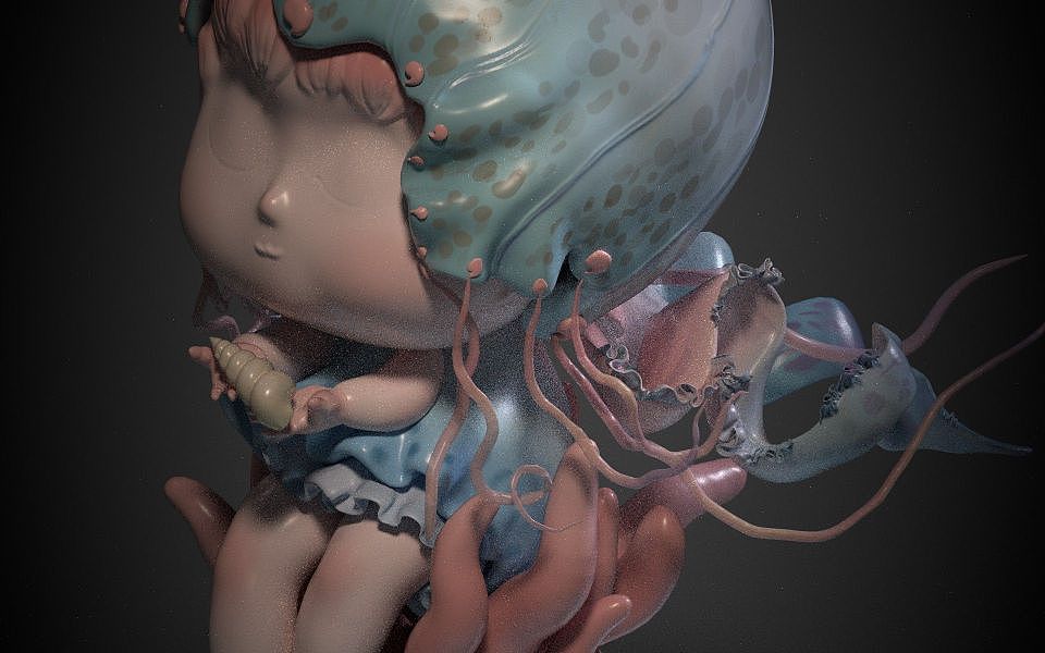 以水母为灵感的IP形象手办设计