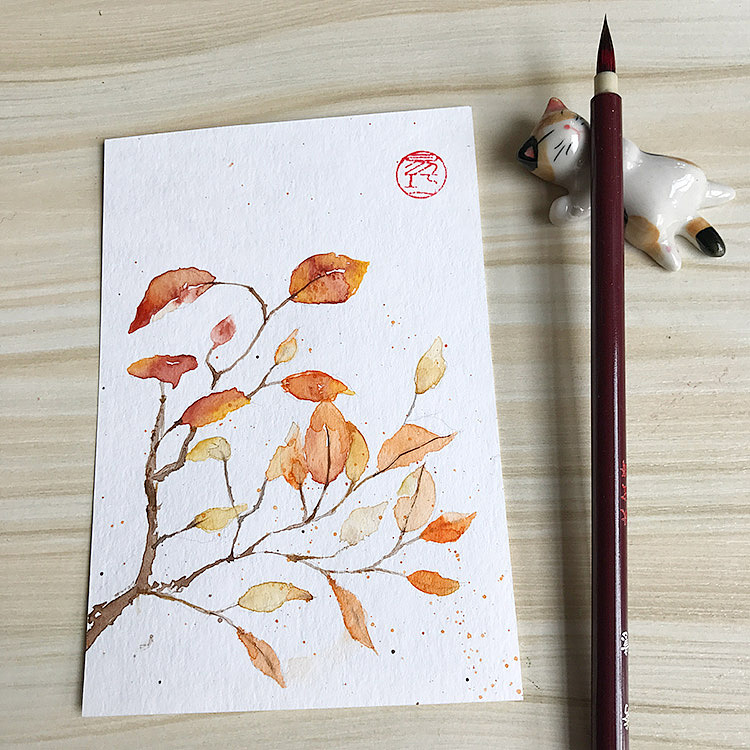 花的水彩明信片