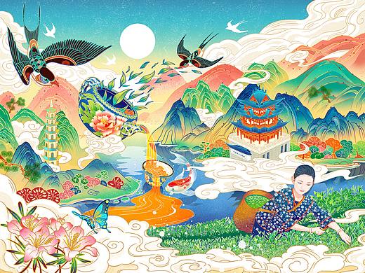 大亦宜然 安化黑茶  包装插画