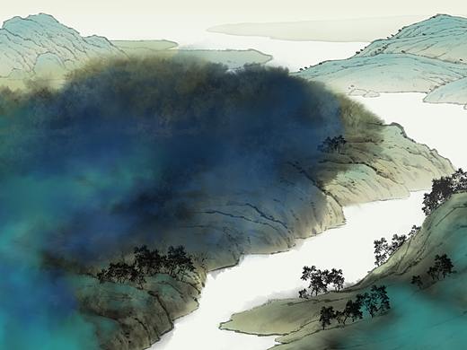 数字青绿山水《太液秋风》