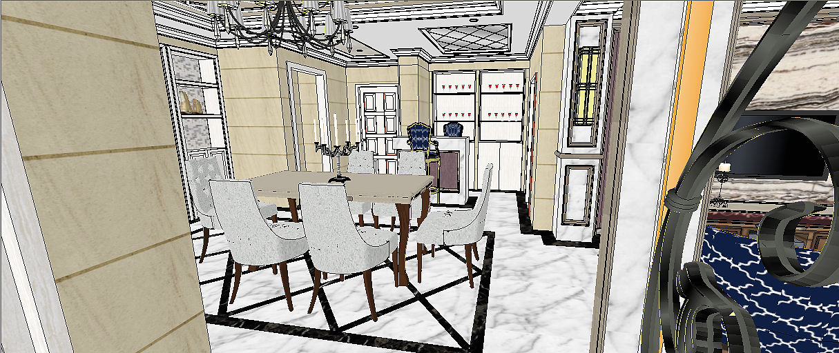 SKP建的餐厅模型1...