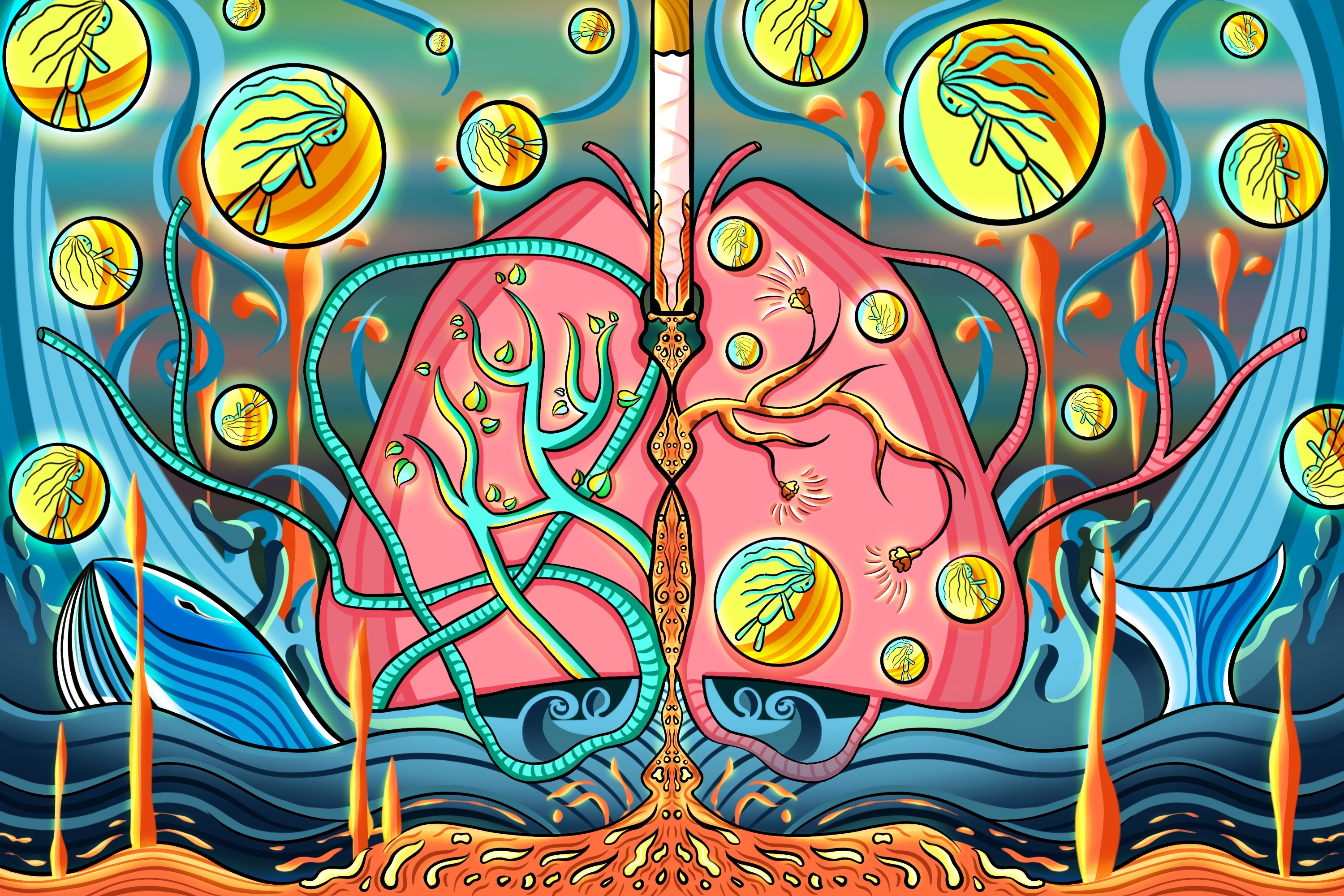 禁烟主题插画设计