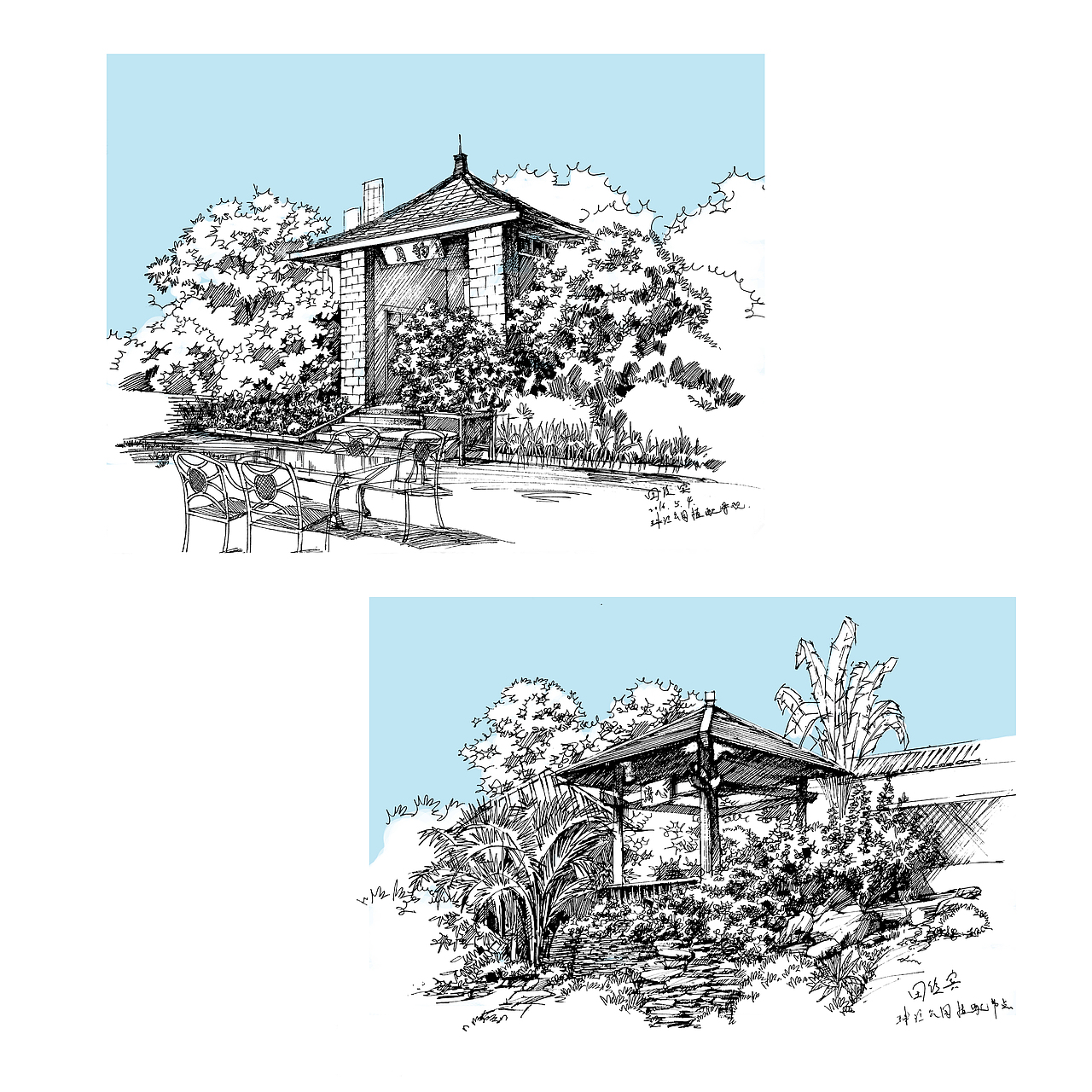景观手绘——田佳宾（图ZNTI2ODEwMDg=） - 景观设计 - 站酷设计师调色板22原创素材 - 站酷ZCOOL