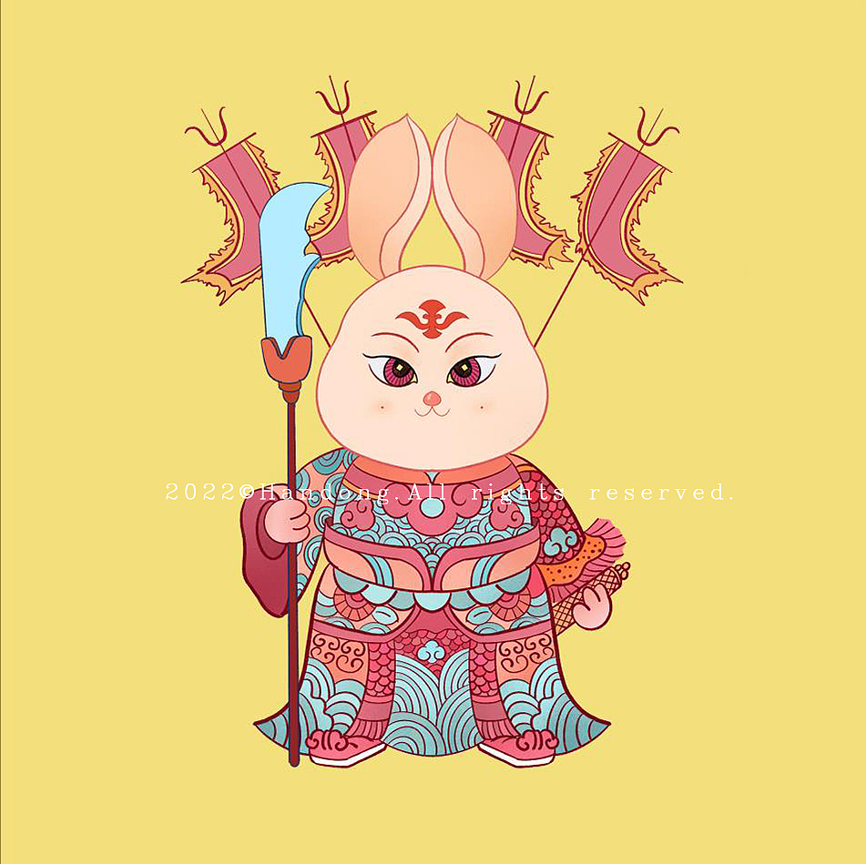 敦煌星际兔+兔年门神（图ZMjk3ODI0MDg0） - 新锐潮流插画 - 站酷设计师爱谷穗的猫原创素材 - 站酷ZCOOL