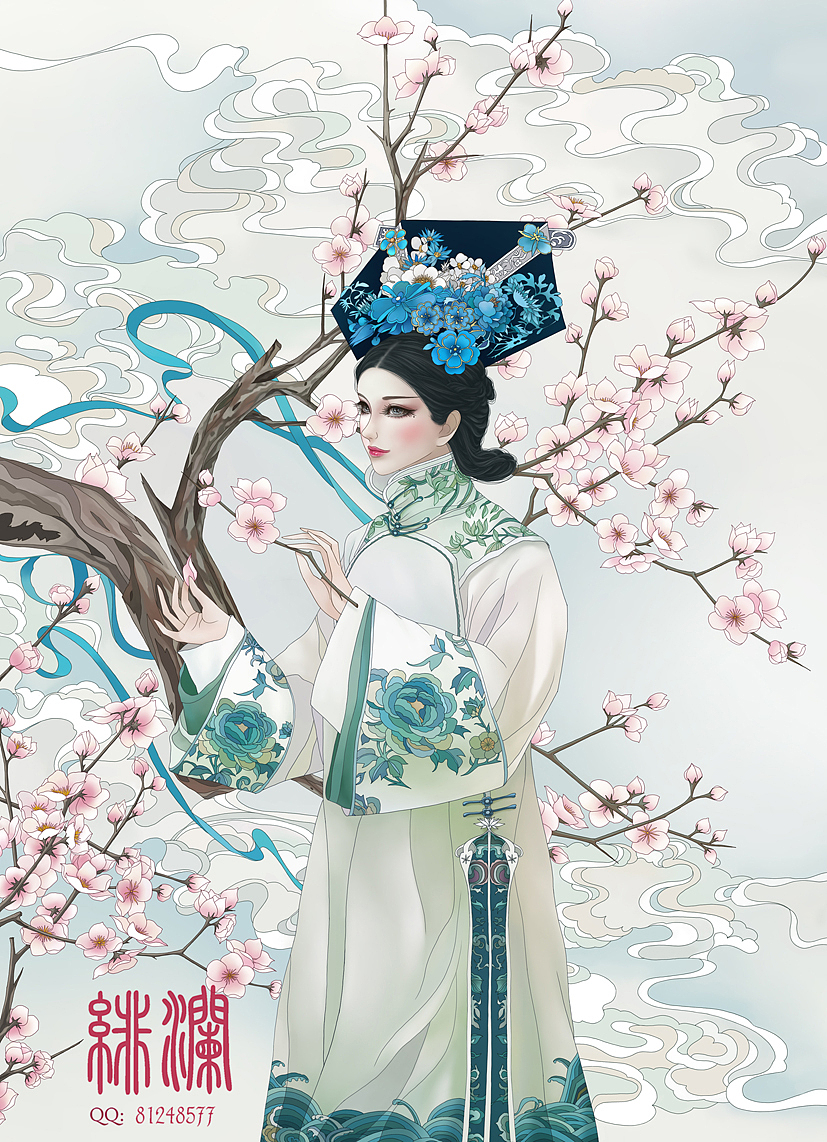 清朝女子系列（图ZMTE1NzcyNjU2） - 商业插画 - 站酷设计师插画师绯澜原创素材 - 站酷ZCOOL
