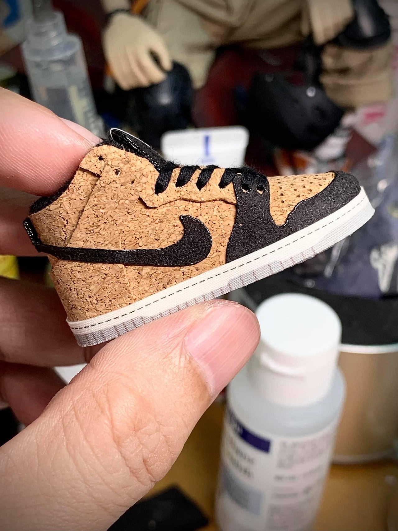 手做1/6 nike dunk high sb 软木塞球鞋-细节_inworks-站酷zcool