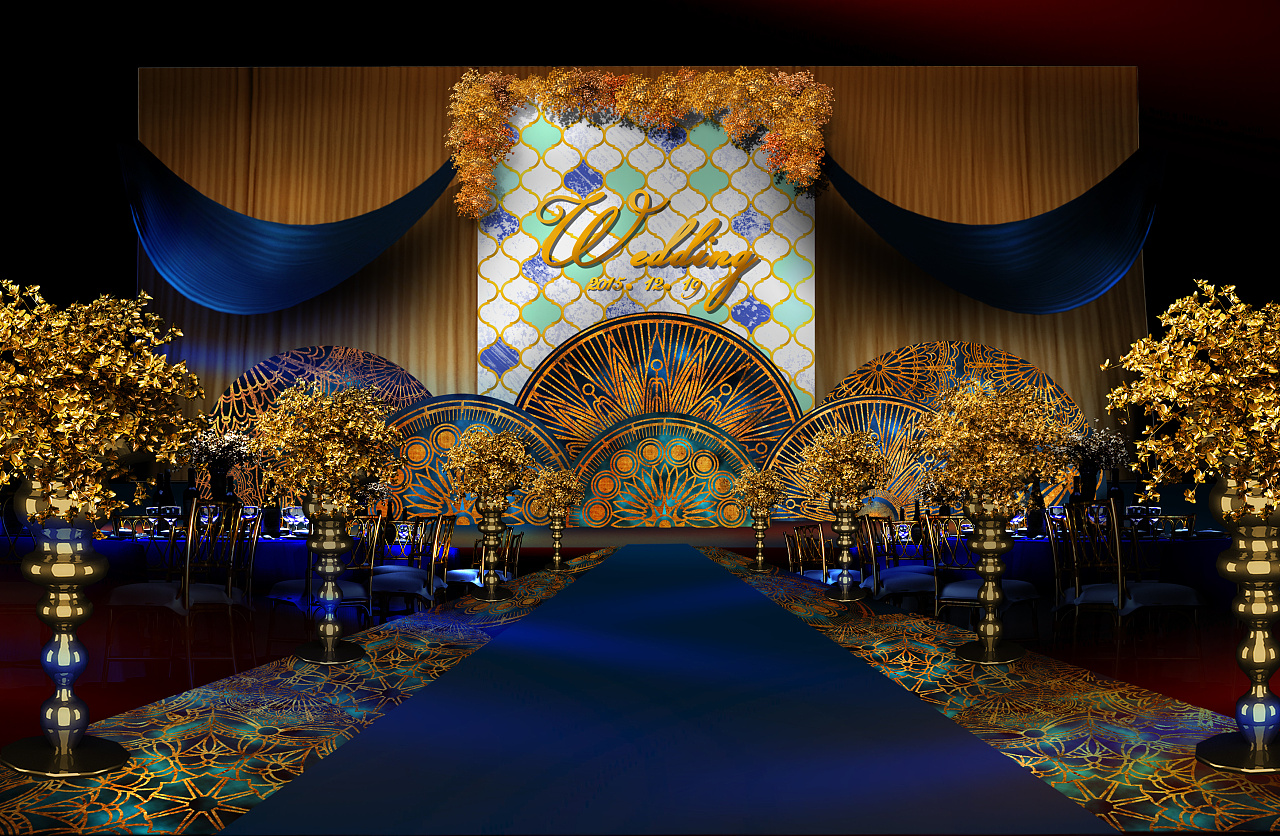 婚礼舞台3D效果图设计|高端婚礼定制|迎宾区|签到区|展示区|舞台区3d效果图|三维|场景|liuwenliang18 - 原创作品 - 站酷 (ZCOOL)