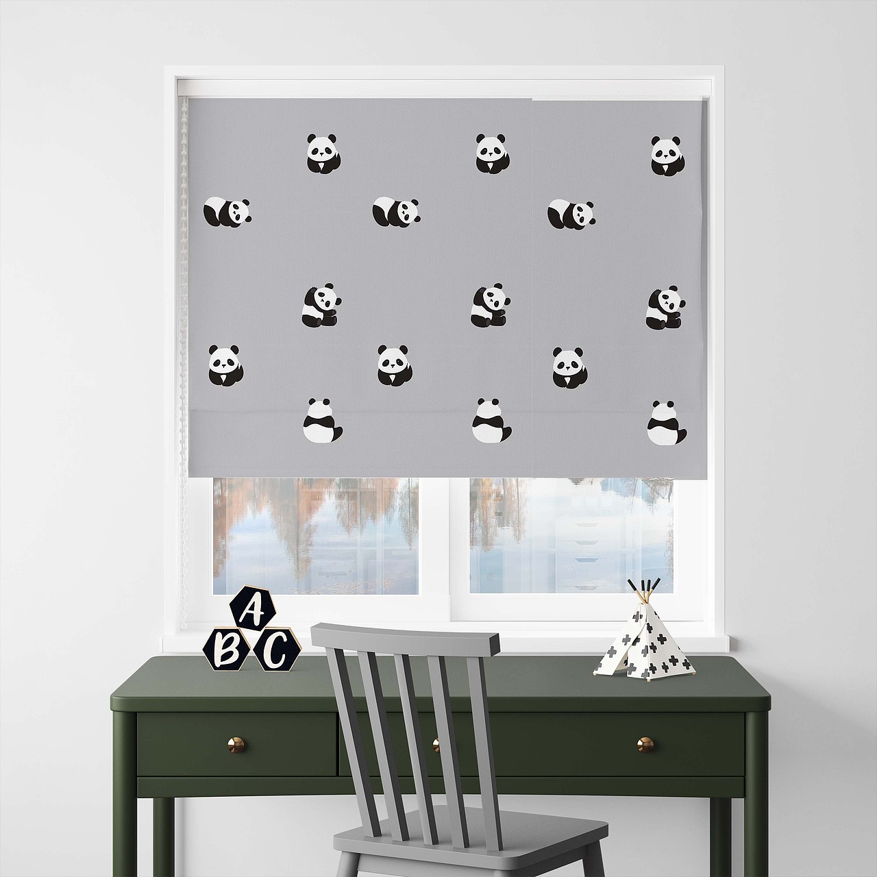 卡通动物熊猫图案印花设计