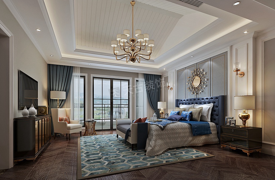 南川中海黎香湖别墅装修|美式轻奢独栋别墅设计效果图