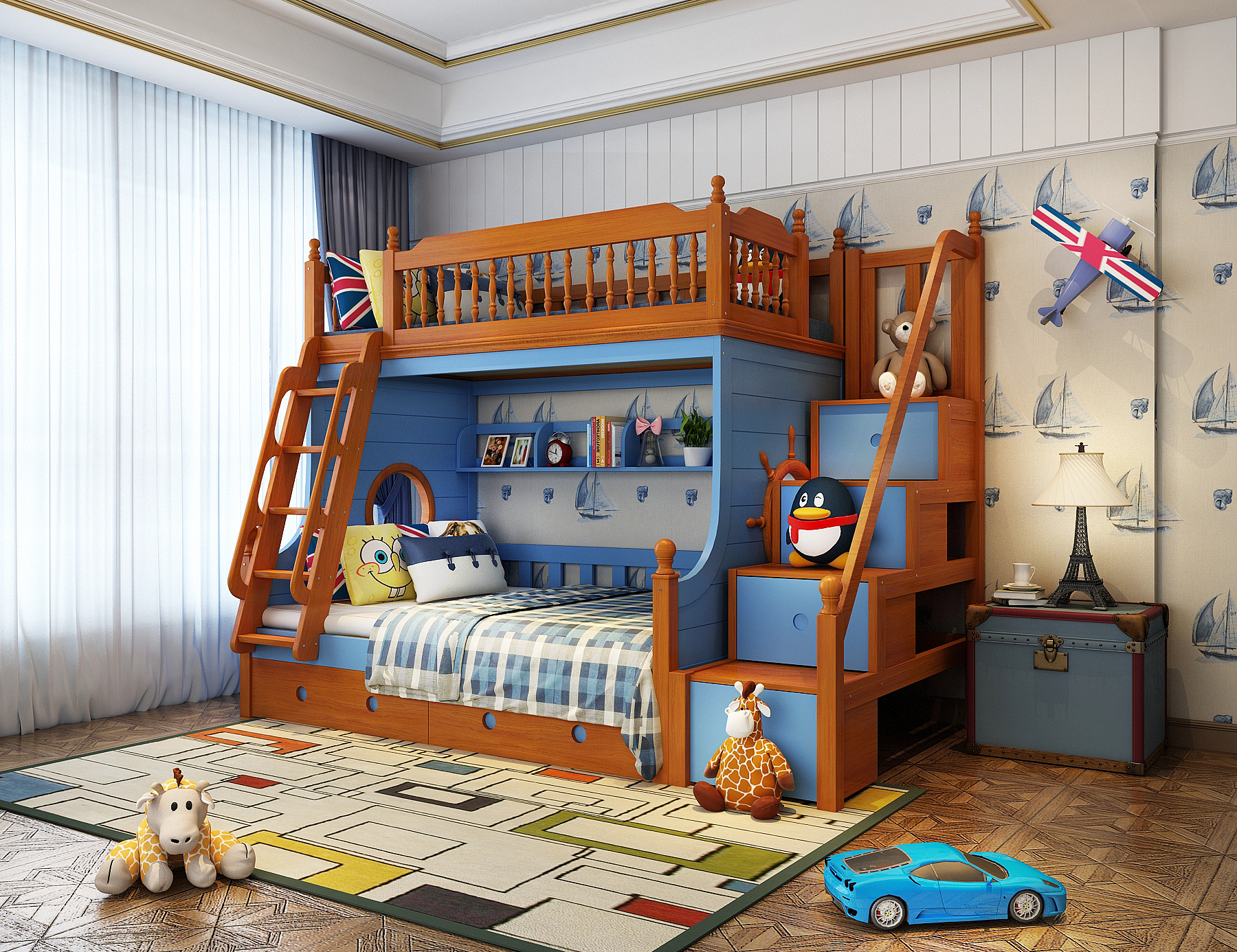 子母儿童床效果图|三维|其他三维|绘梵空间设计 - 原创作品 - 站酷 (ZCOOL)