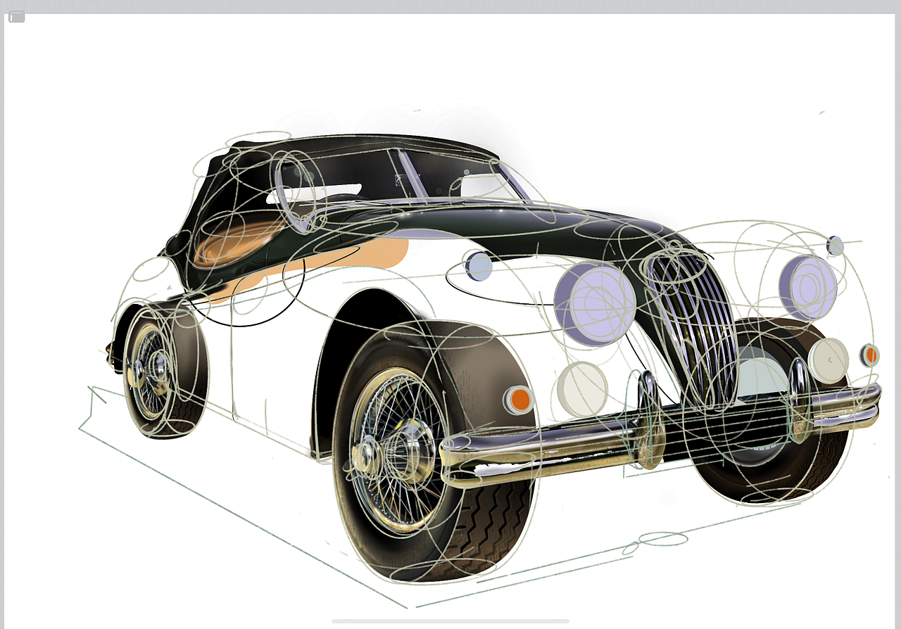 手绘捷豹xk140老爷车