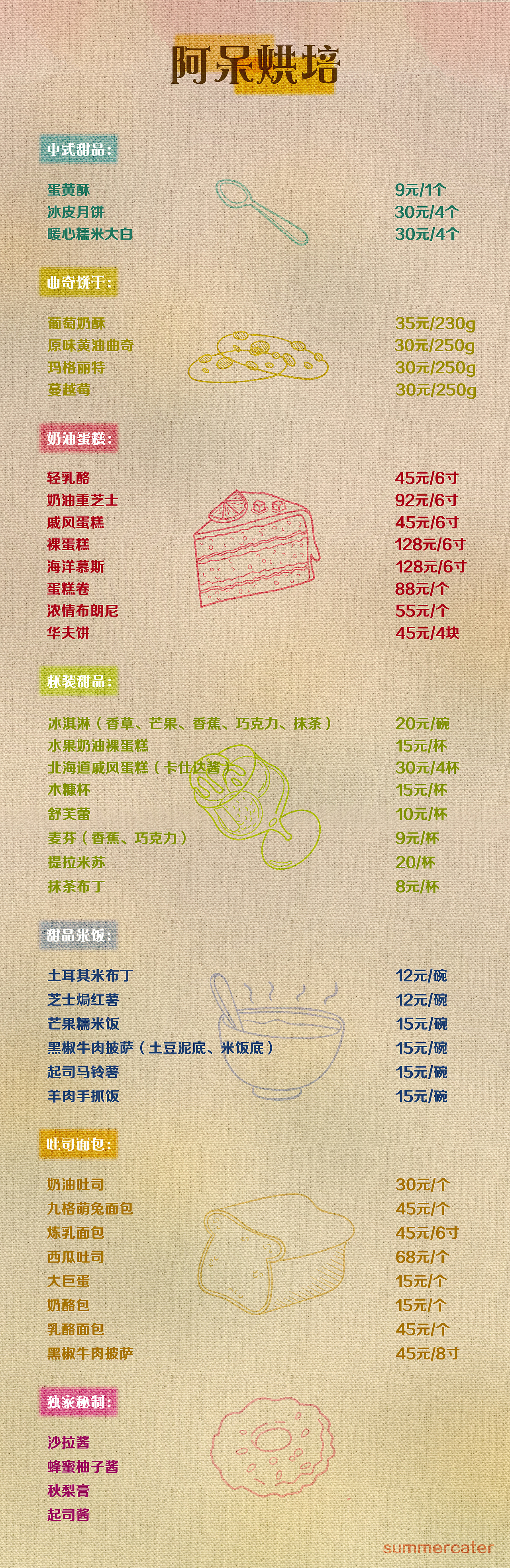 阿呆烘培菜单