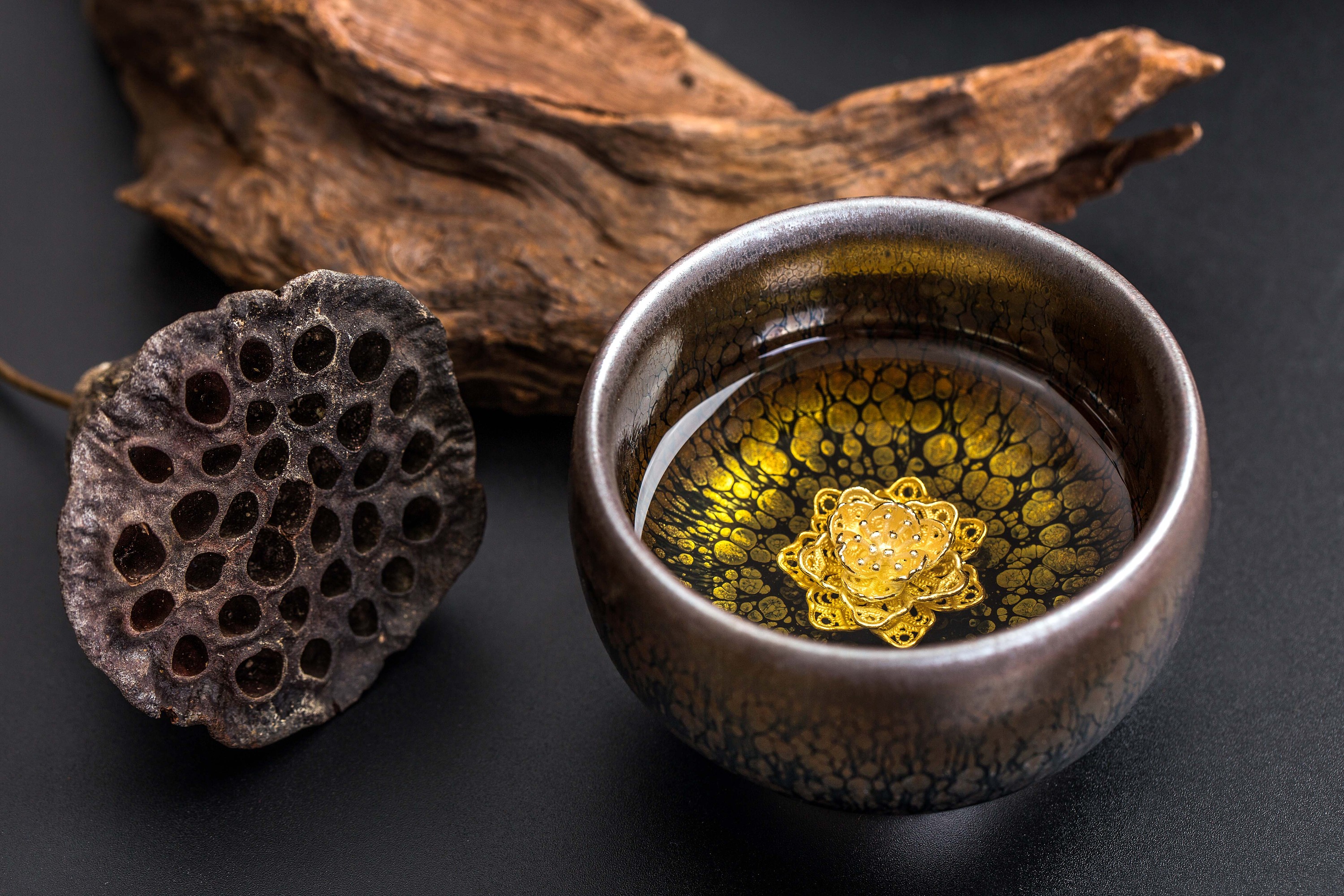 花开富贵-纯银建盏