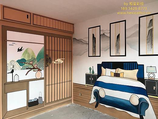 新中式樣板房彩繪（個(gè)人主頁-ZMzAxNzc2ODQ=） - 新銳潮流插畫 - 站酷設(shè)計(jì)師和璽彩繪原創(chuàng)素材 - 站酷ZCOOL