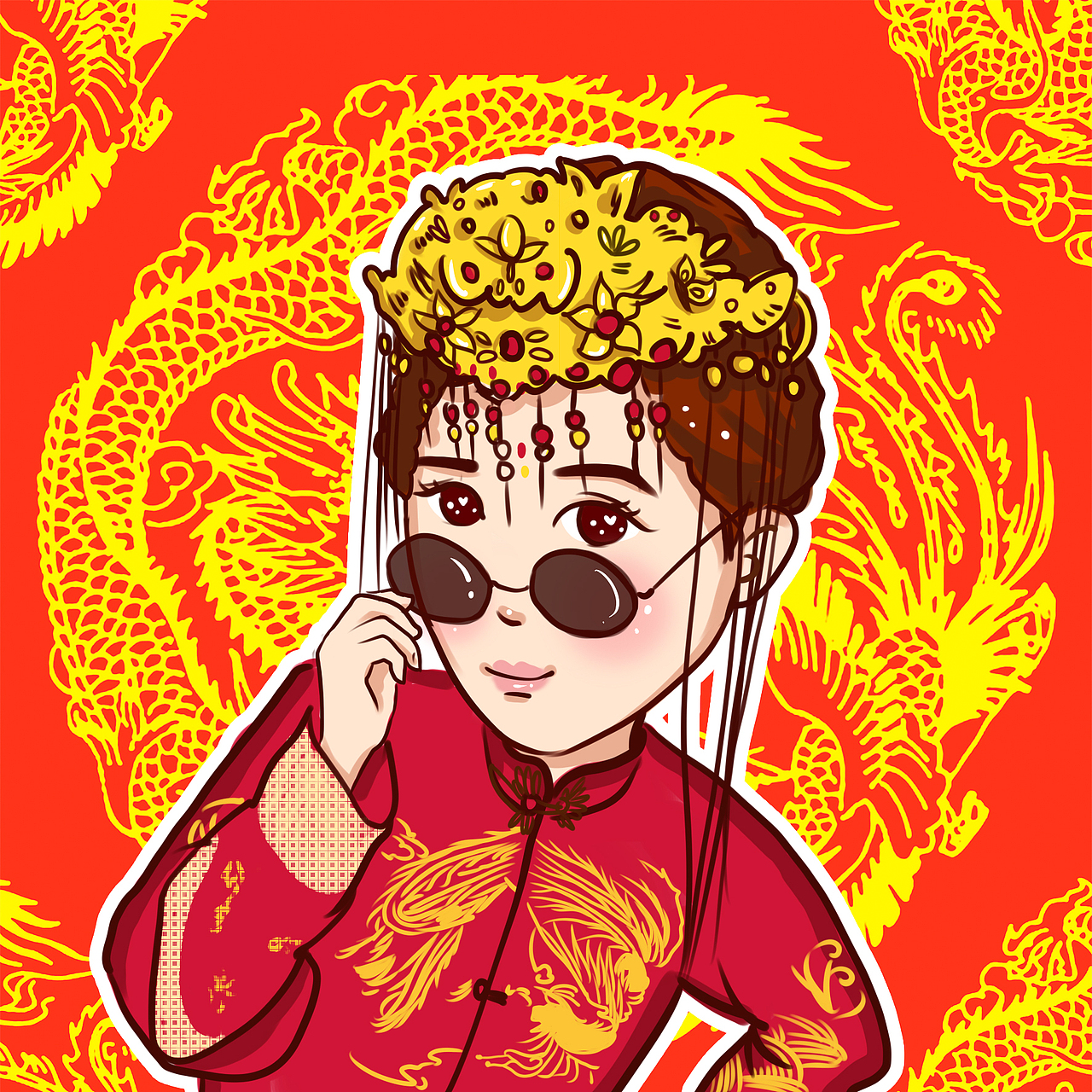 q版-中式婚纱|动漫|单幅漫画|章鱼女侠_原创作品-站酷zcool