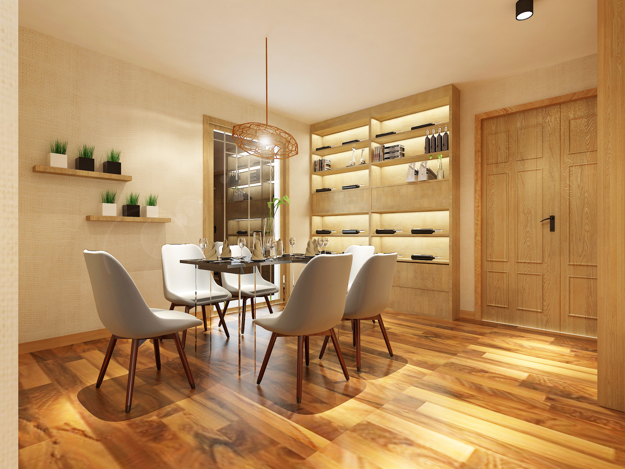 现代简约客厅三层实木地板效果图 – 设计本装修效果图