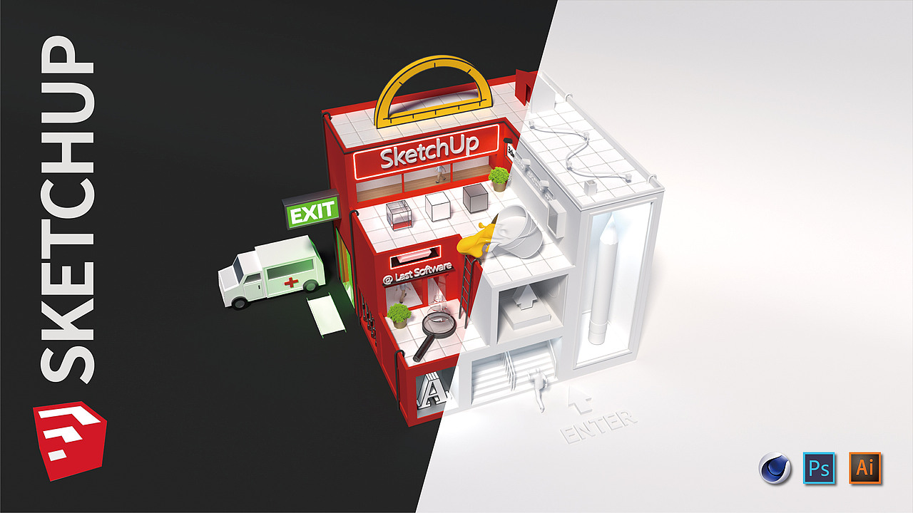 《SketchUp--从入门到抢救》C4D小场景习作