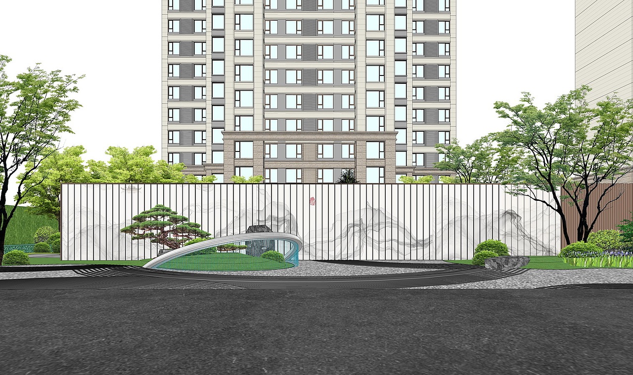 中南紫云集示范区景观SU模型下载