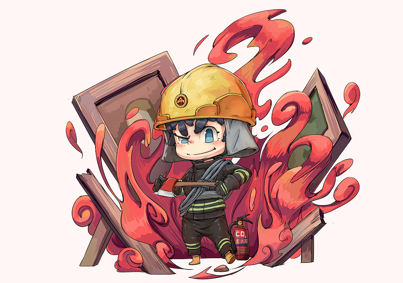 q版消防员创意形象设计