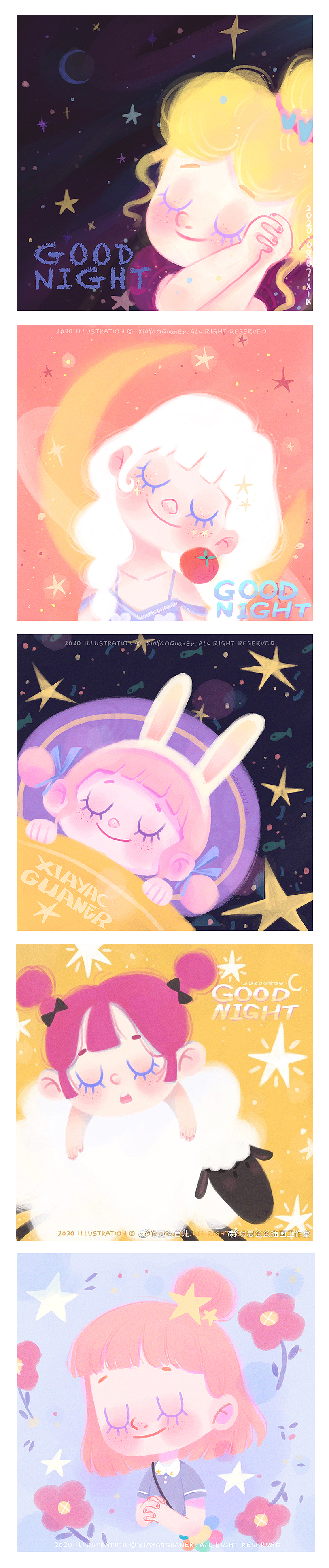 晚安系列插画（图ZMjM2ODYzNTI4） - 创作习作 - 站酷设计师夏幺官儿原创素材 - 站酷ZCOOL